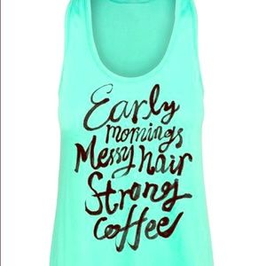 Tops - Early Mornings Messy Hair Strong Coffee Mint S M Tops - Early Mornings Messy Hair Strong Coffee Mint S M